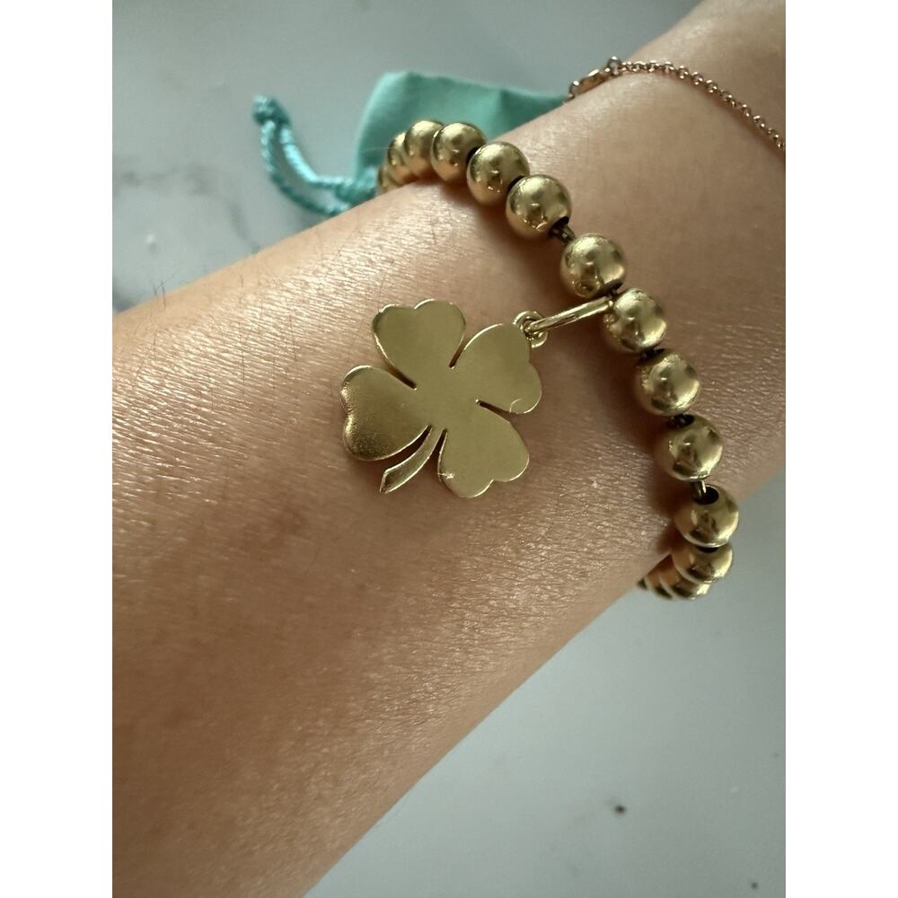 RARE Tiffany & Co 18k Gold Lucky Leaf Clover Pendant Charm For Necklace Bracelet